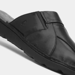 Carson Mens Black Mule Leather Sandal*Hush Puppies Hot