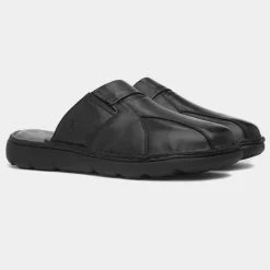 Carson Mens Black Mule Leather Sandal*Hush Puppies Hot
