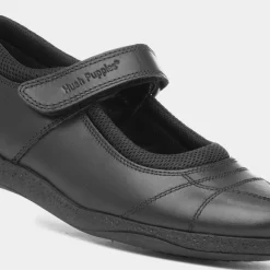 Clara Girls Black Leather School Shoe*Hush Puppies Fashion