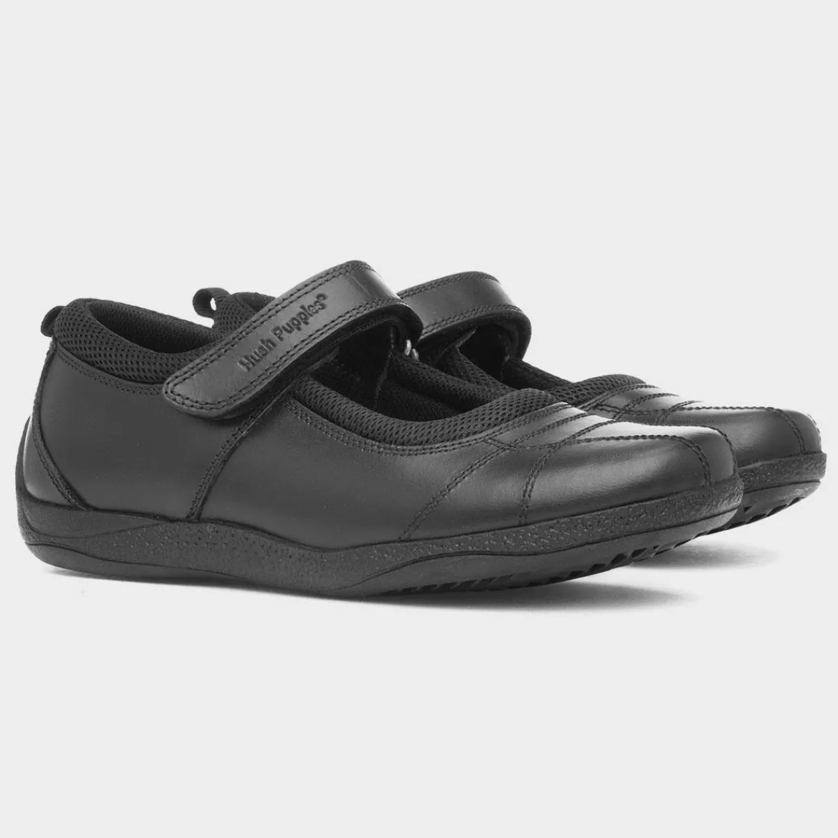 Clara Girls Black Leather School Shoe*Hush Puppies Fashion