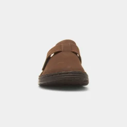 Edward Mens Brown Leather Mule Sandal*Hush Puppies Best