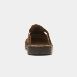 Edward Mens Brown Leather Mule Sandal*Hush Puppies Best