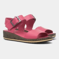 Ellie Womens Fuchsia Leather Sandal*Hush Puppies Fashion