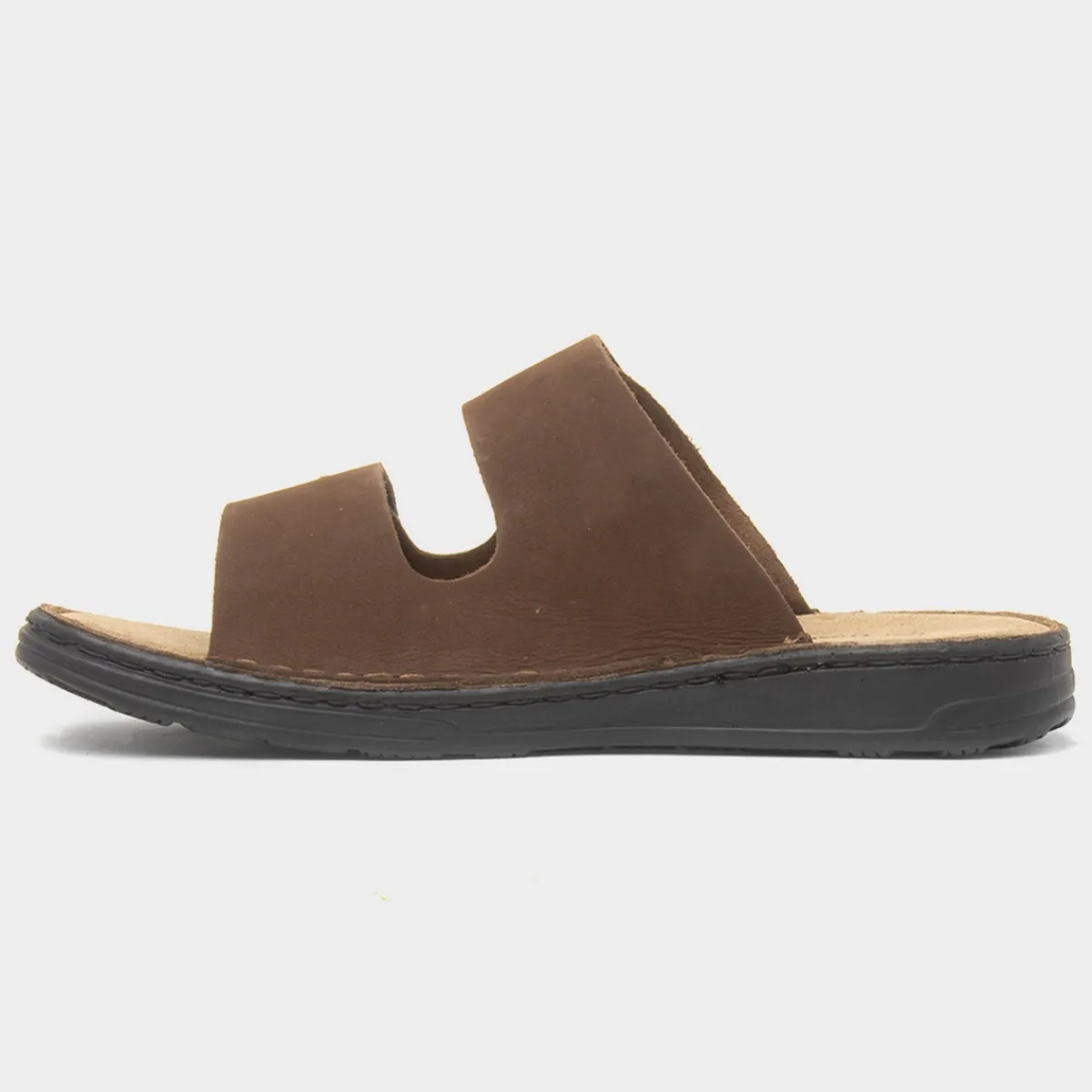 Eugene Mens Brown Leather Mule Sandal*Hush Puppies New