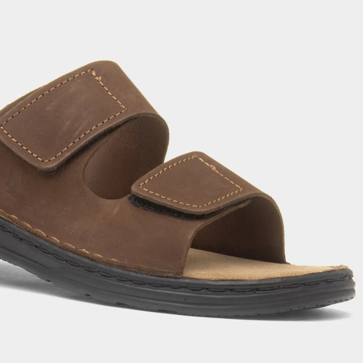 Eugene Mens Brown Leather Mule Sandal*Hush Puppies New