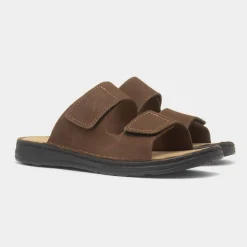 Eugene Mens Brown Leather Mule Sandal*Hush Puppies New