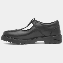 Fiona Girls Black Leather T-Bar Shoe*Hush Puppies New