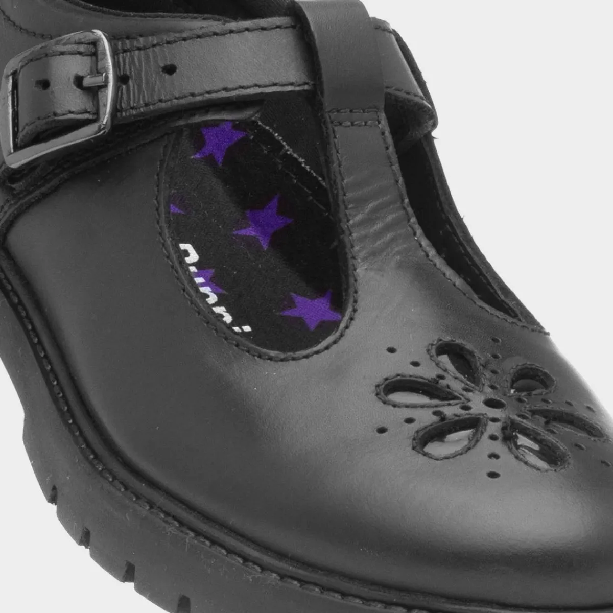 Fiona Girls Black Leather T-Bar Shoe*Hush Puppies New