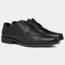 Hackney Mens Black Leather Shoe*Hush Puppies Best