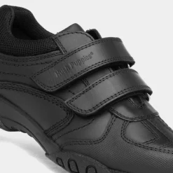 Jezza Boys Black Leather Shoe*Hush Puppies Outlet