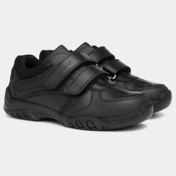 Jezza Boys Black Leather Shoe*Hush Puppies Outlet