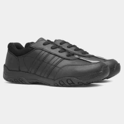 Jezza Snr Boys Black School Shoe*Hush Puppies Sale