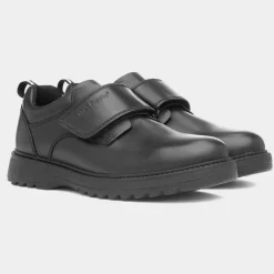 Kansas Boys Black Leather Shoe*Hush Puppies Sale
