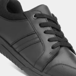 Washington Boys Black Leather Shoe*Hush Puppies Clearance