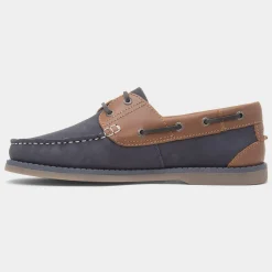 Wilson Mens Navy Leather Boat Shoe*Hush Puppies Best