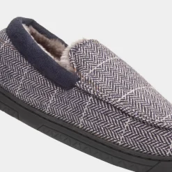 Aaron Mens Navy Moccasin Slipper*Jo & Joe Clearance