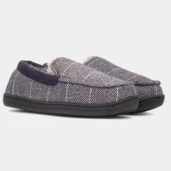 Aaron Mens Navy Moccasin Slipper*Jo & Joe Clearance