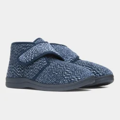 Bob Mens Navy Easy Fasten Bootie Slipper*Jo & Joe Sale