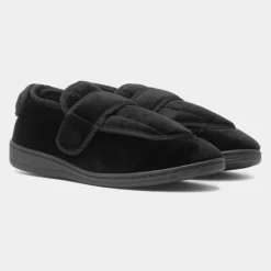 Declan Mens Black Wider Fit Slipper*Jo & Joe Outlet