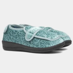 Grace Womens Teal Wider Fitting Slipper*Jo & Joe New