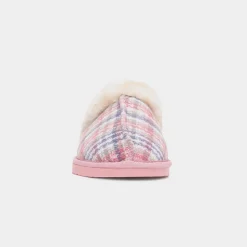 Thyme Pink Womens Tartan Mule Slipper*Jo & Joe Best
