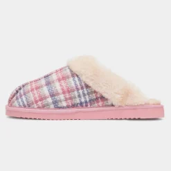 Thyme Pink Womens Tartan Mule Slipper*Jo & Joe Best
