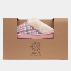 Thyme Pink Womens Tartan Mule Slipper*Jo & Joe Best