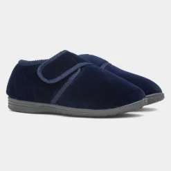 Zak Mens Navy Wider Fitting Slipper*Jo & Joe Online