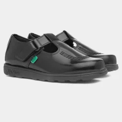Fragma Girls Black Leather School Shoes*Kickers Hot