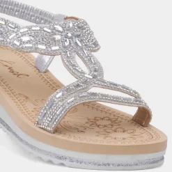 Ana Womens Silver Diamante Sandal*Krush Fashion