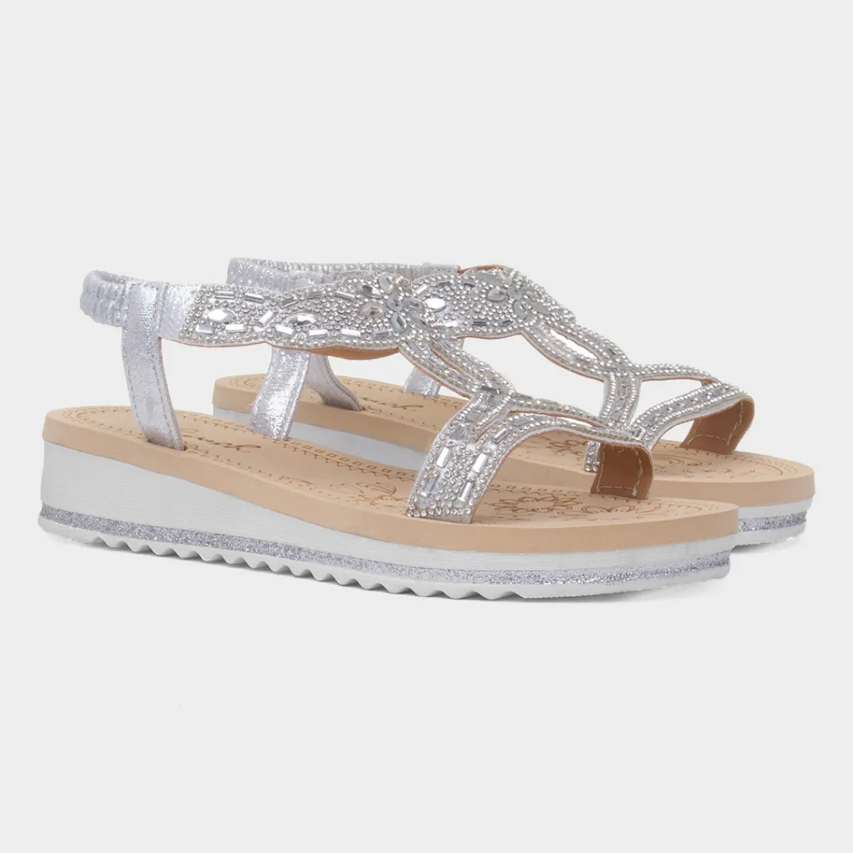 Ana Womens Silver Diamante Sandal*Krush Fashion