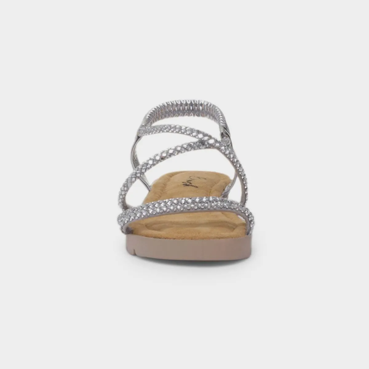 Erica Womens Silver Strappy Sandal*Krush Outlet