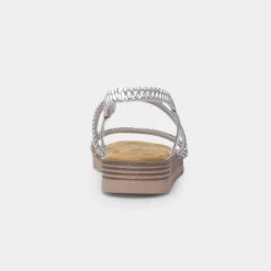 Erica Womens Silver Strappy Sandal*Krush Outlet