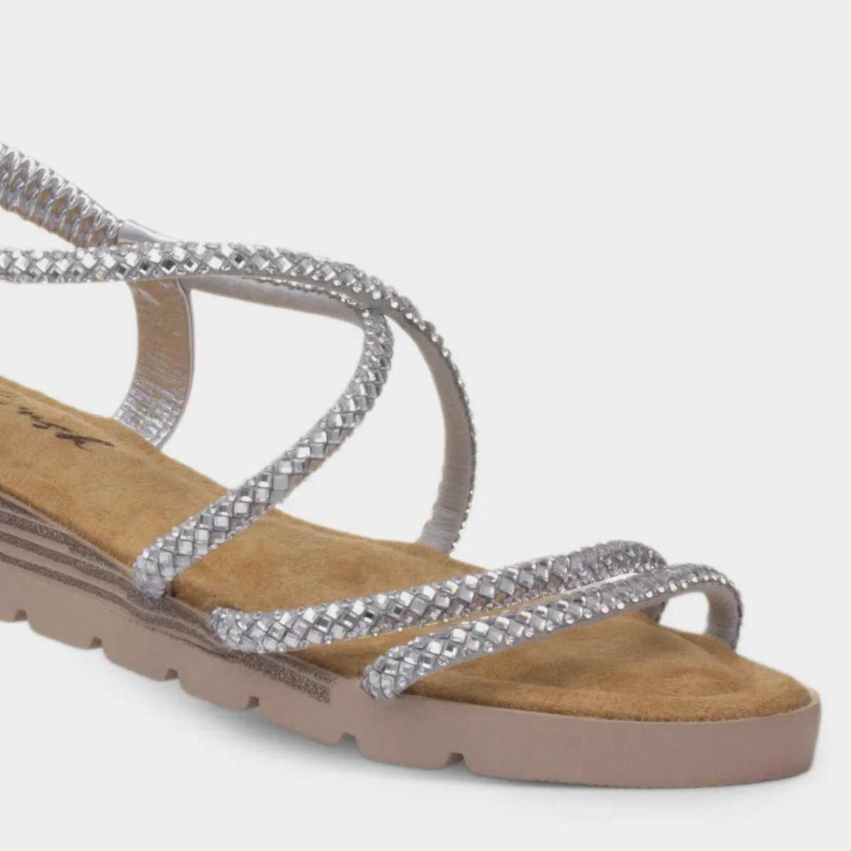 Erica Womens Silver Strappy Sandal*Krush Outlet