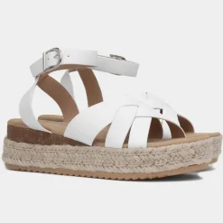 Gabriella Womens White Wedge Sandal*Krush Best