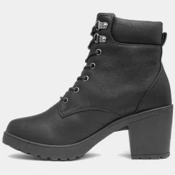 Juliette Womens Black Lace Up Heeled Boot*Krush Clearance