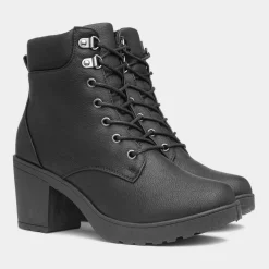 Juliette Womens Black Lace Up Heeled Boot*Krush Clearance