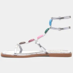 Sandy Womens Silver Strappy Sandal*Krush Best