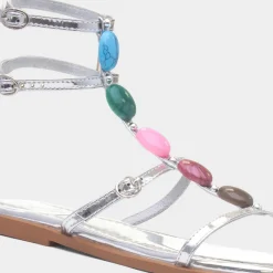 Sandy Womens Silver Strappy Sandal*Krush Best