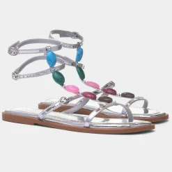 Sandy Womens Silver Strappy Sandal*Krush Best