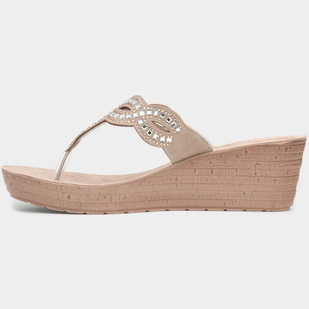 Ancona Womens Beige Wedge Sandal*Lilley & Skinner Outlet