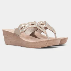 Ancona Womens Beige Wedge Sandal*Lilley & Skinner Outlet