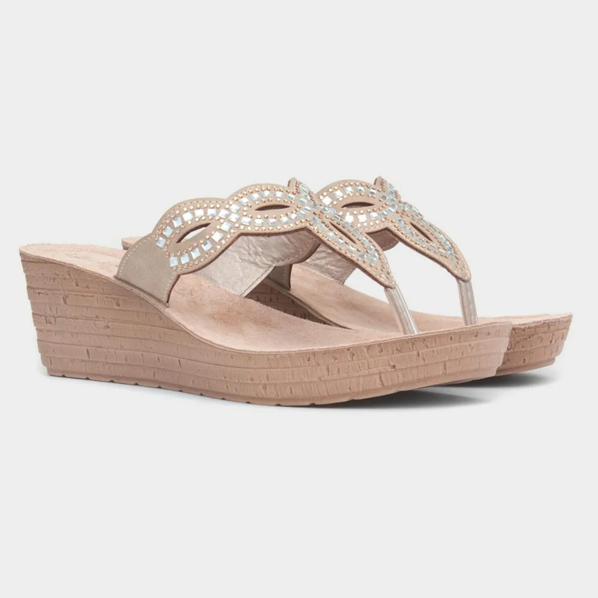 Ancona Womens Beige Wedge Sandal*Lilley & Skinner Outlet