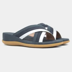 Caicos Womens Navy Mule Sandal*Lilley & Skinner Best