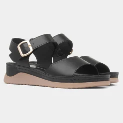 Corsica Womens Black Wedge Sandal*Lilley & Skinner New