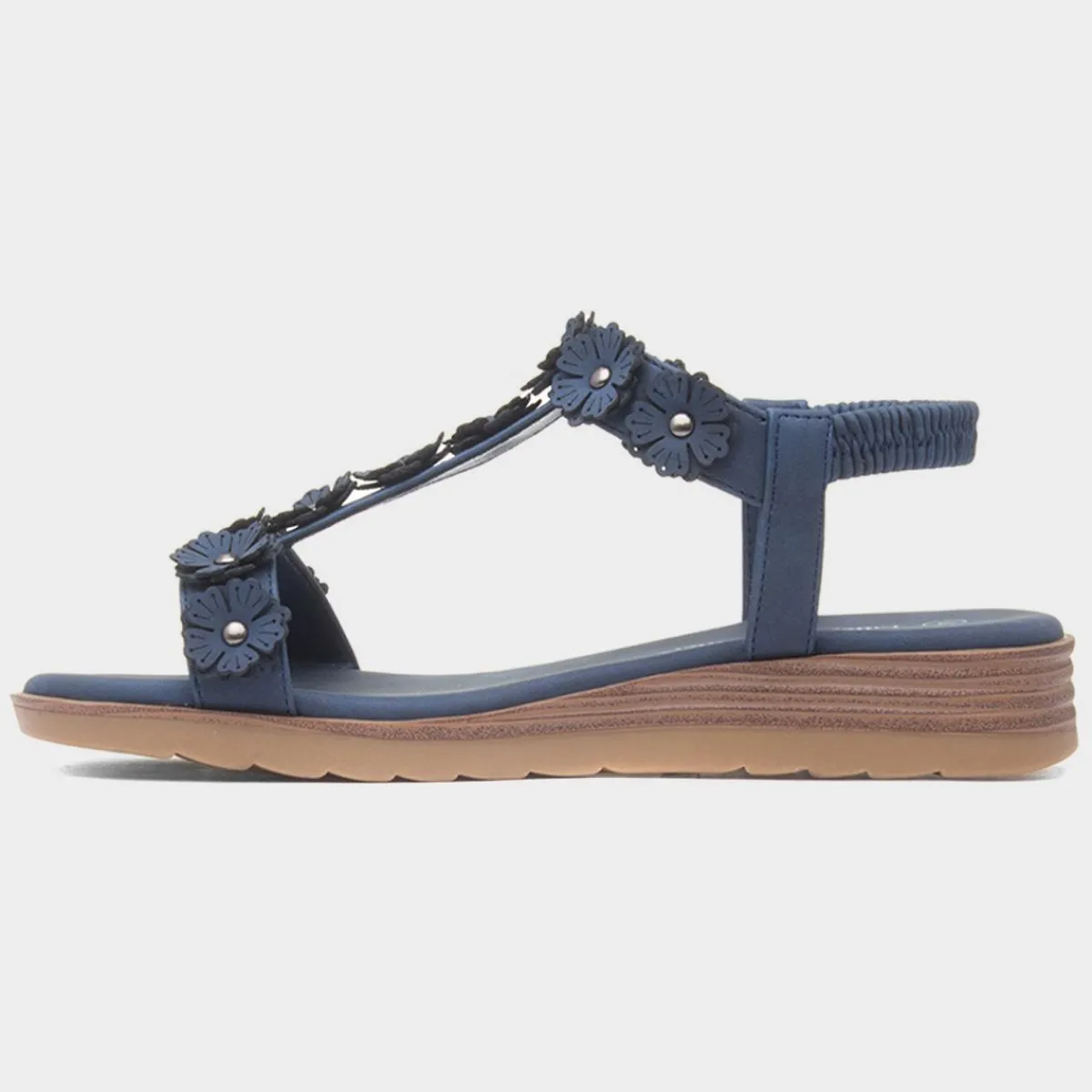 Cyprus Womens Navy Flower Sandal*Lilley & Skinner Fashion