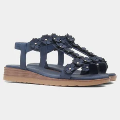 Cyprus Womens Navy Flower Sandal*Lilley & Skinner Fashion