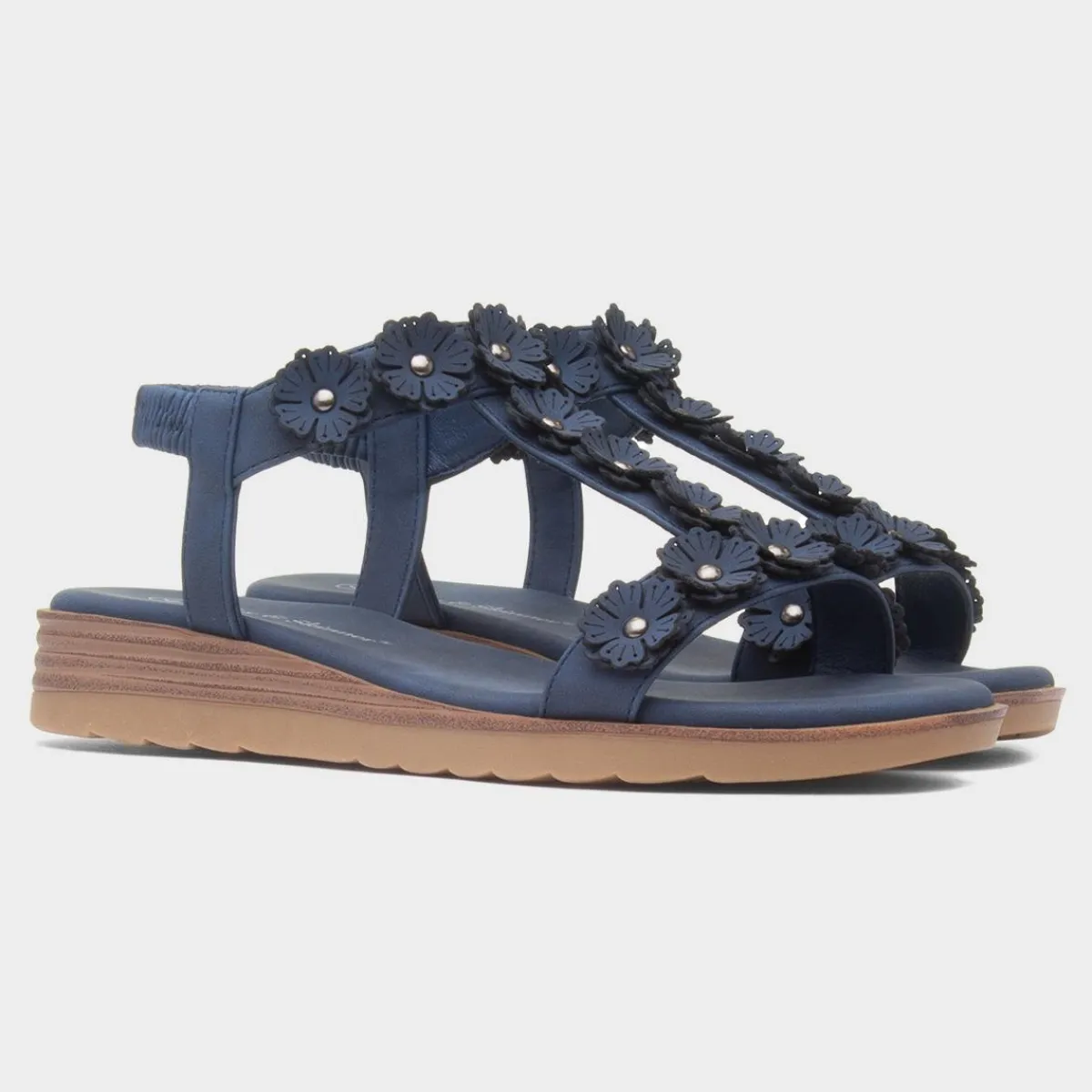 Cyprus Womens Navy Flower Sandal*Lilley & Skinner Fashion