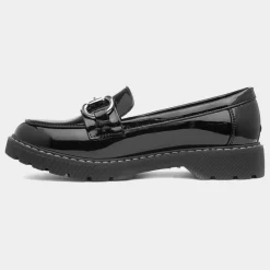 Amy Womens Black Patent Loafer Shoe*Lilley Fashion