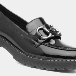 Amy Womens Black Patent Loafer Shoe*Lilley Fashion